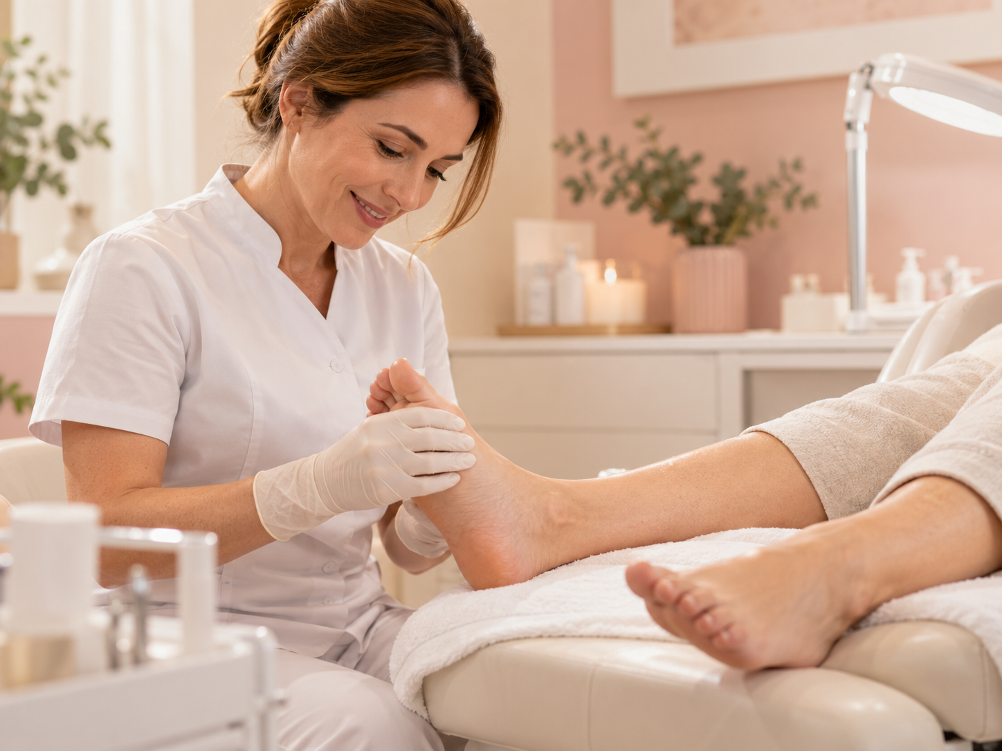 Professional foot care treatment in clinic